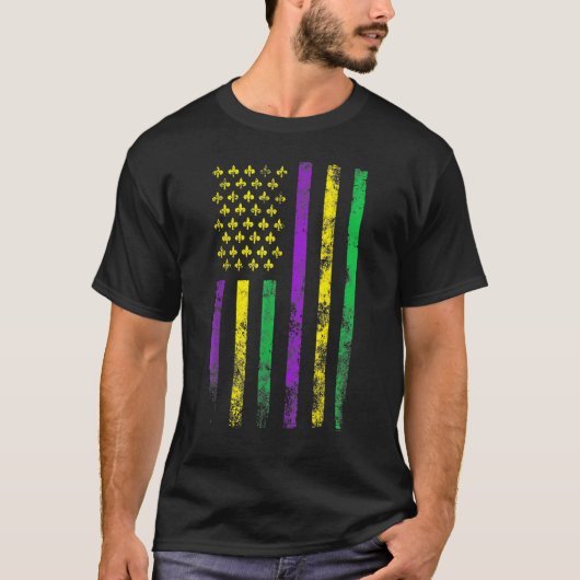 Mardi Gras Women Men Funny Mardi Gras American Fla T-Shirt (Vorderseite)