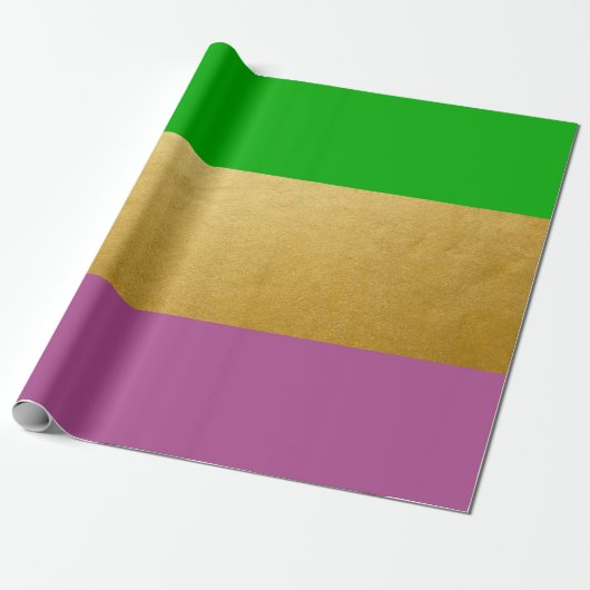 Mardi Gras Wrapping Green Lila Gold Yellow Geschenkpapier (Ungerollt)