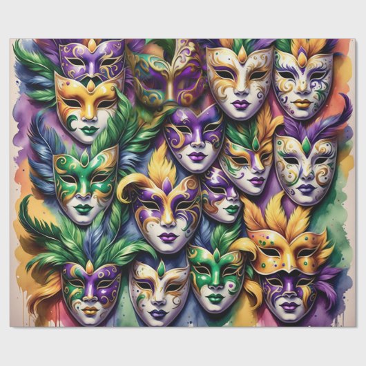 Mardi Gras Wrapping Paper Geschenkpapier (Flach)