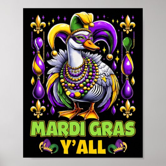 Mardi Gras Y'all Duck Fleur-de-lis Parade Poster (Vorne)