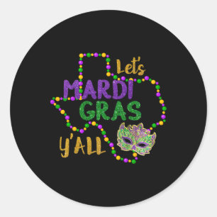 Mardi Gras Y'all Galveston Spaß Niedliche Perlen u Runder Aufkleber