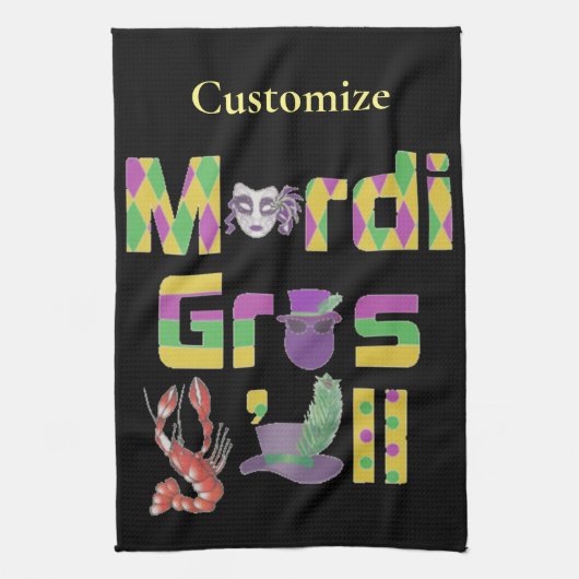 Mardi Gras Y'all Thunder_Cove Geschirrtuch (Vertikal)