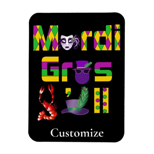 Mardi Gras Y'all Thunder_Cove Magnet (Vertikal)