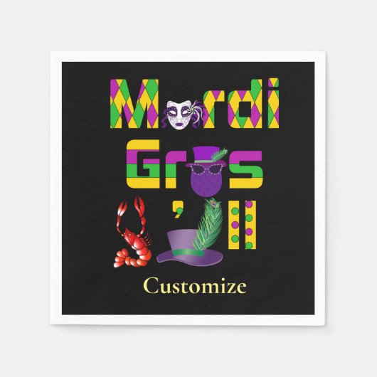 Mardi Gras Y'all Thunder_Cove Serviette (Vorderseite)