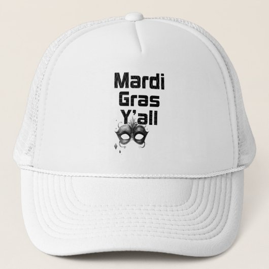 Mardi Gras Y'all Trucker Hat Truckerkappe (Vorderseite)