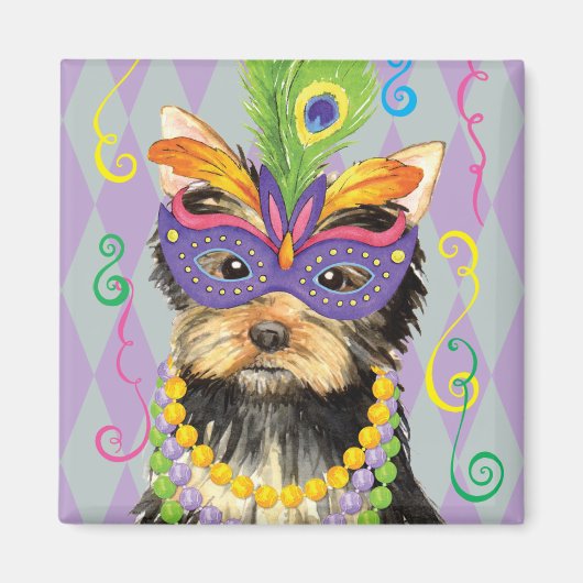 Mardi Gras Yorkie Magnet (Vorne)