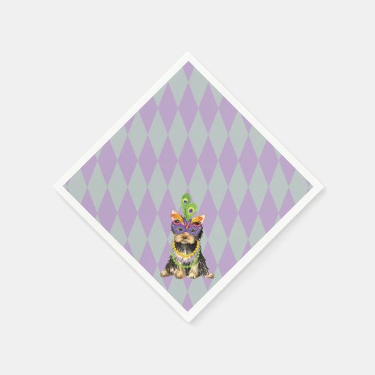 Mardi Gras Yorkie Serviette (Ecke)
