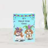 Mardi Gras Zeit mit Cavalier King Charles Spaniel Karte (Vorderseite)
