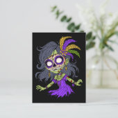 Mardi Gras Zombie Postkarte (Stehend Vorderseite)