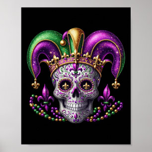 Mardi Gras Zucker-Schädel-Outfit-Kostüm Männer Fra Poster