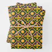 Mardi-Grasmuster mit goldenem Fleur-de-lis Geschenkpapier Set (Beispiel)