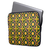 Mardi-Grasmuster mit goldenem Fleur-de-lis Laptopschutzhülle (Vorderseite Links)