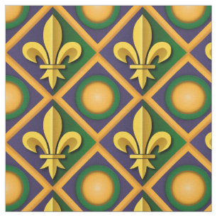 Mardi-Grasmuster mit goldenem Fleur-de-lis Stoff