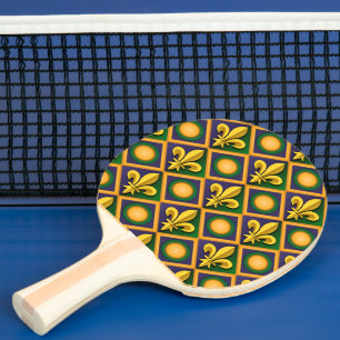 Mardi-Grasmuster mit goldenem Fleur-de-lis Tischtennis Schläger