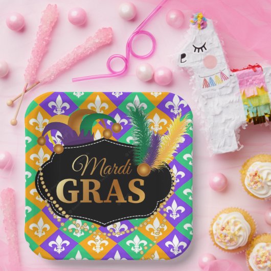 Mardi Grass Lilie Pappteller (Party)