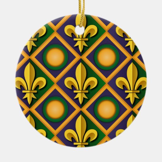 Mardi grass pattern with golden fleur-de-lis keramik ornament (Vorne)
