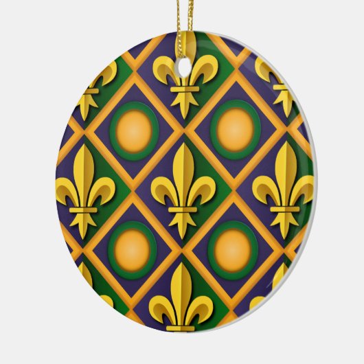 Mardi grass pattern with golden fleur-de-lis keramik ornament (Links)
