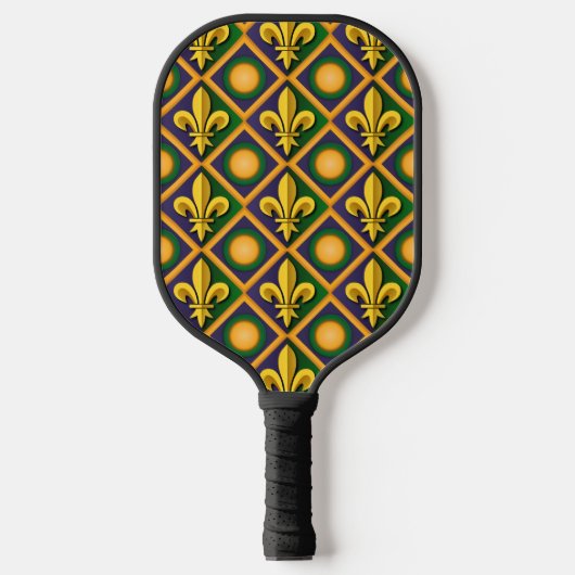 Mardi grass pattern with golden fleur-de-lis pickleball schläger (Vorderseite)