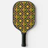 Mardi grass pattern with golden fleur-de-lis pickleball schläger (Rückseite)