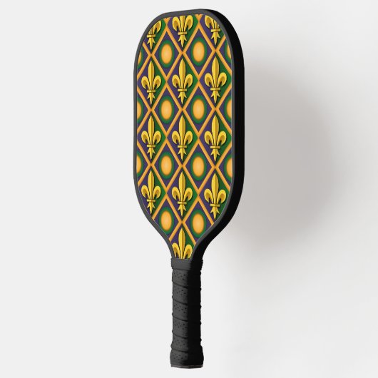 Mardi grass pattern with golden fleur-de-lis pickleball schläger (Links)