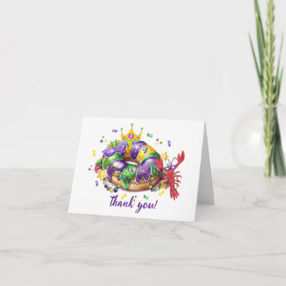 Mardi Grass Queen Girl Folded Thank You Card Dankeskarte