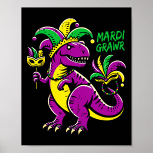 Mardi Grawr Dino T-Rex Outfit Jungen Kinder Kleink Poster