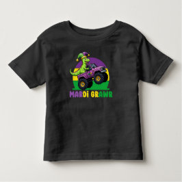 Mardi Grawr Monster Truck Dinosaur Mardi Gras Kleinkind T-shirt