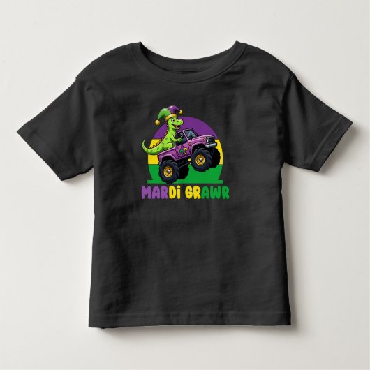 Mardi Grawr Monster Truck Dinosaur Mardi Gras Kleinkind T-shirt (Vorderseite)