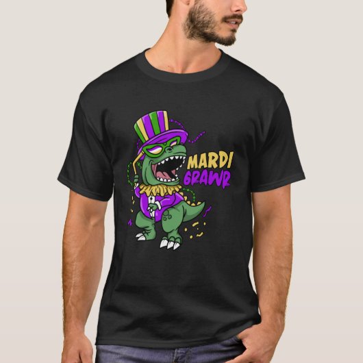 Mardi Grawr Rex Dinosaur Cool Dino Mardi Gras T-Shirt (Vorderseite)