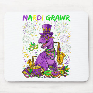 Mardi Grawr Rex Dinosaur Lustiges Design Mousepad