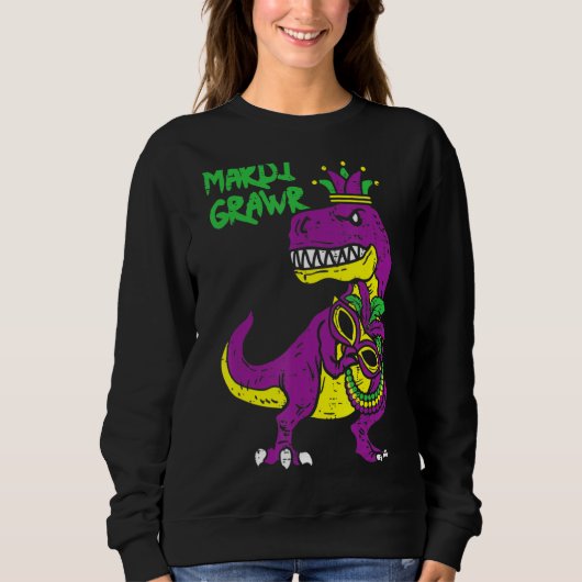 Mardi Grawr T Rex Dino Kleinkind Kids Mardi Gras B Sweatshirt (Vorderseite)