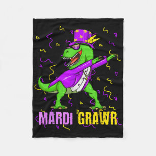 Mardi Grawr T-Rex Dino Kleinkind Kinder Mardi Gras Fleecedecke