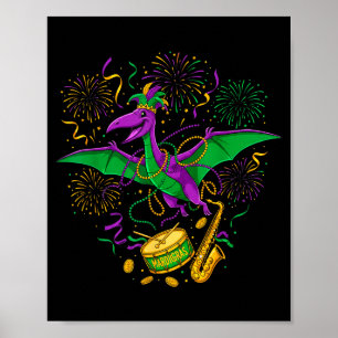 Mardi Grawr T-Rex Dino Mardi Gras Als Pterosaurier Poster
