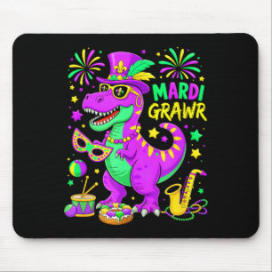 Mardi Grawr T-Rex Dino Mardi Gras Dinosaurier Perl Mousepad