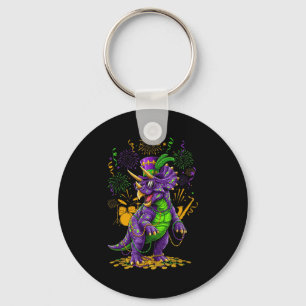 Mardi Grawr T-Rex Dino Mardi Gras Mit Sonnenbrille Schlüsselanhänger