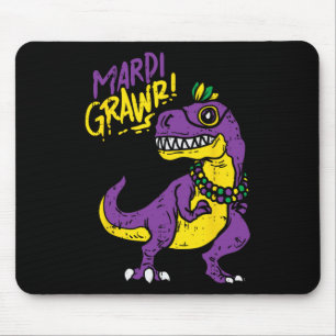 Mardi Grawr T-Rex Dinosaur Dino Mardi Gras Karneva Mousepad