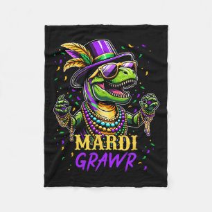 Mardi Grawr T Rex Dinosaur Mardi Gras Bead Costume Fleecedecke
