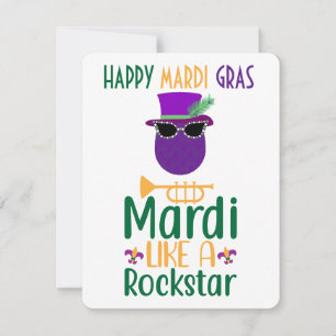 Mardi like a Rockstar Mardi Gras Card Mitteilungskarte