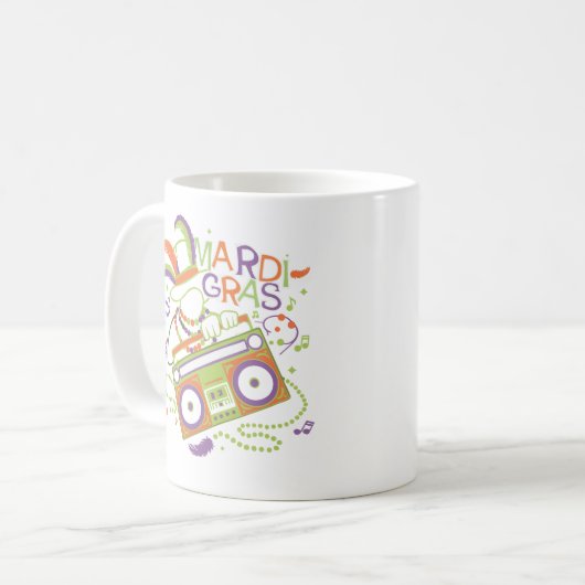 Mardi Remix: Perlen, Beats & Boom Boxes Kaffeetasse (Vorderseite Links)