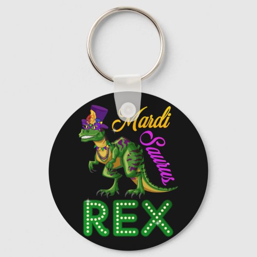 Mardi Saurus Grawr T-Rex Mardi Gras Bead Costume Schlüsselanhänger (Vorderseite)