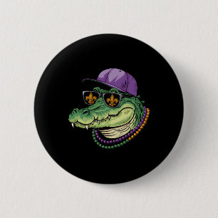 Mardigator Alligator Bruh Mardi Gras Costume Teens Button