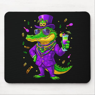 Mardigator Lustige Mardi Gras Alligator Kunstwerk Mousepad