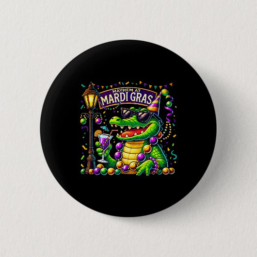 Mardigator Mardi Gras Alligator Kostüme Männer Fra Button (Vorderseite)