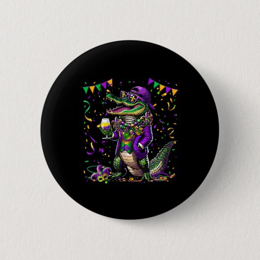 Mardigator Mardi Gras Alligator Kostüme Männer Fra Button (Vorderseite)