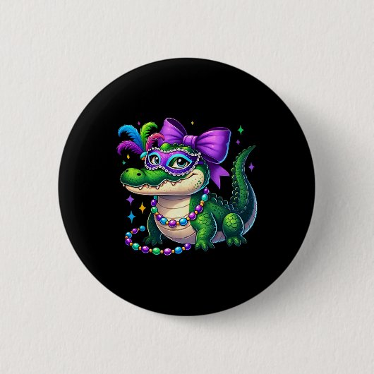 Mardigator Mardi Gras Alligator Kostüme Männer Fra Button (Vorderseite)