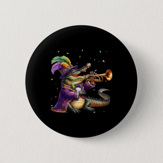 Mardigator Mardi Gras Alligator Kostüme Männer Fra Button (Vorderseite)