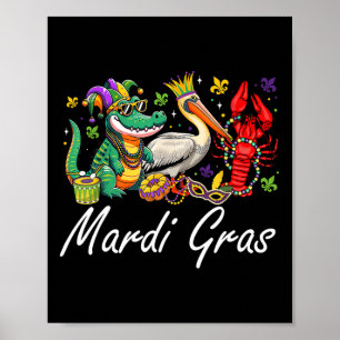 Mardigator Mardi Gras Alligator Men Mardi Gr Poster