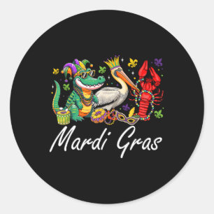 Mardigator Mardi Gras Alligator Men Mardi Gr Runder Aufkleber
