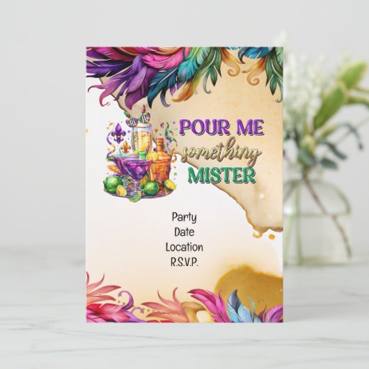 Mardigras Einladung (Stehend Vorderseite)