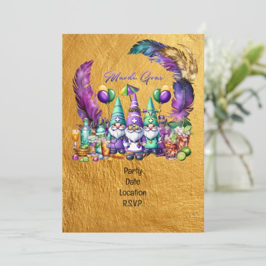 Mardigras Einladung (Stehend Vorderseite)